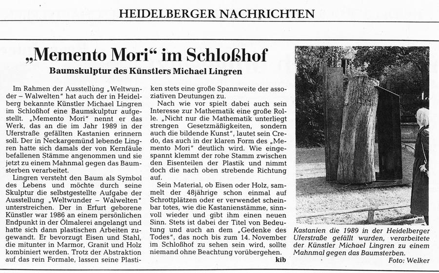 RNZ 20 Oktober 1992 Memento mori im Schloßhof